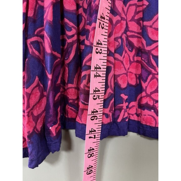 La Cera Midi House Dress 2X Floral Rayon Button Detail Side Slit Artsy Relaxed - Picture 8 of 12